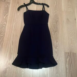 French connection navy ruffle hem dress